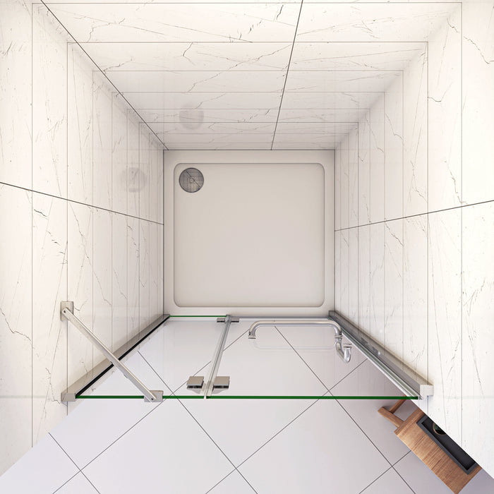 80x190 cm Porta Doccia Per Nicchia Apertura Battente in Vetro 8 mm Temperato Trasparente Anticalcare e Maniglione Porta Asciugamani Barra Stabilizzatrice