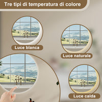 AICA Specchio Da Bagno Rotondo Da 100cm con LED, Antiappannamento, 3 Temperature Colore, Retroilluminato