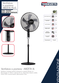 Termozeta Ventilatore a piantana TZAZ03 Airzeta XL grandi dimensioni altezza 130 cm 5 pale da 45 cm 55W telecomando timer