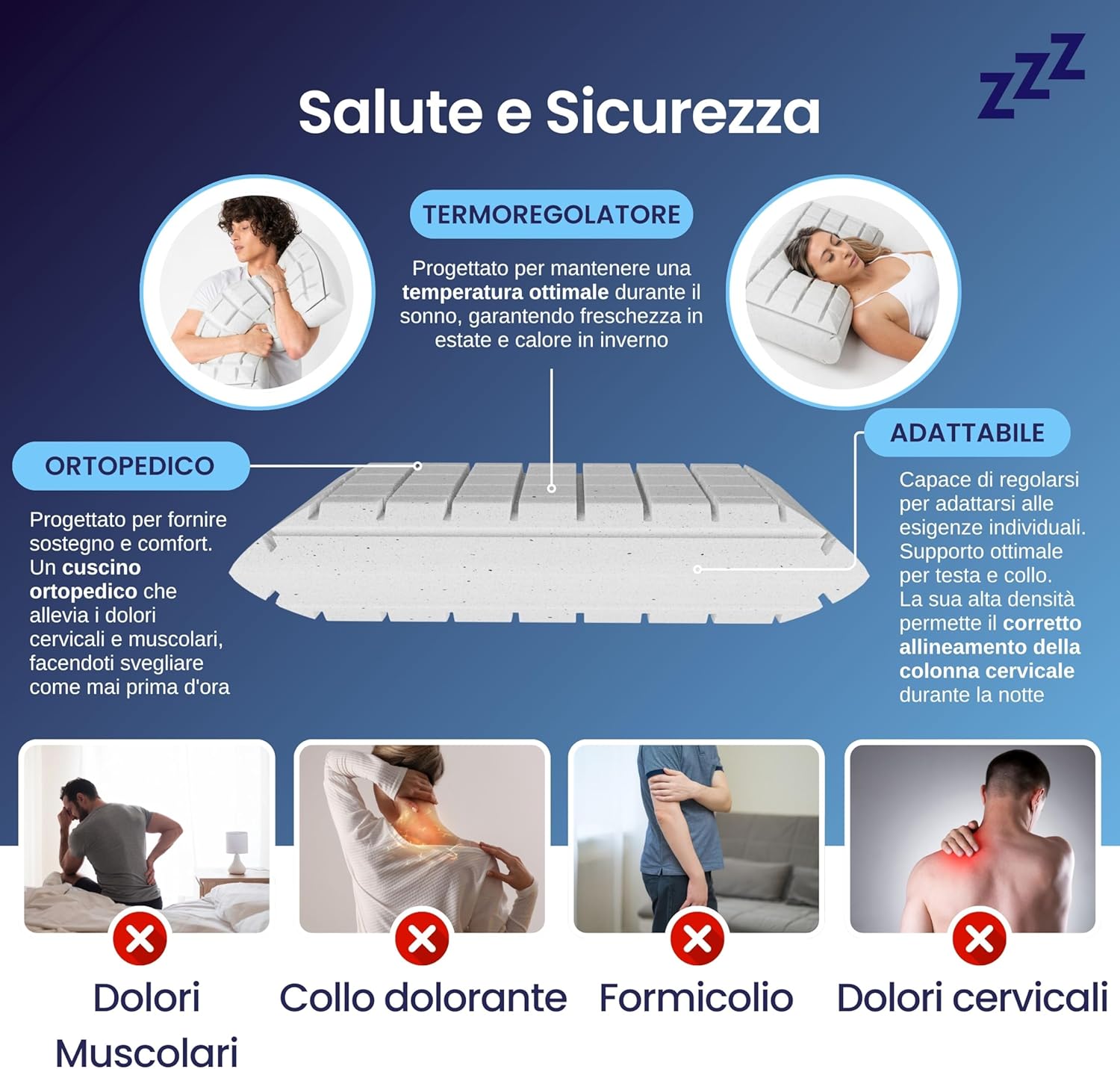 Coppia | Cuscino per recupero muscolare a taglio laser in grafite - Lunar - 72x42x16cm