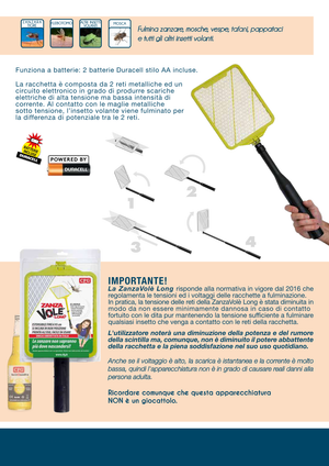 RACCHETTA PER ZANZARE FULMINA CFG ZANZA VOLE' LONG Z041 ZANZAVOLE' ESTENSIBILE