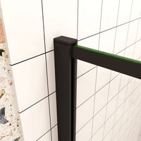 100x200cm Walk In Parete Per Doccia in Vetro Temperato 8mm Anticalcare con Bordo Nero Serigrafato Barra Stabilizzatrice da 140 cm