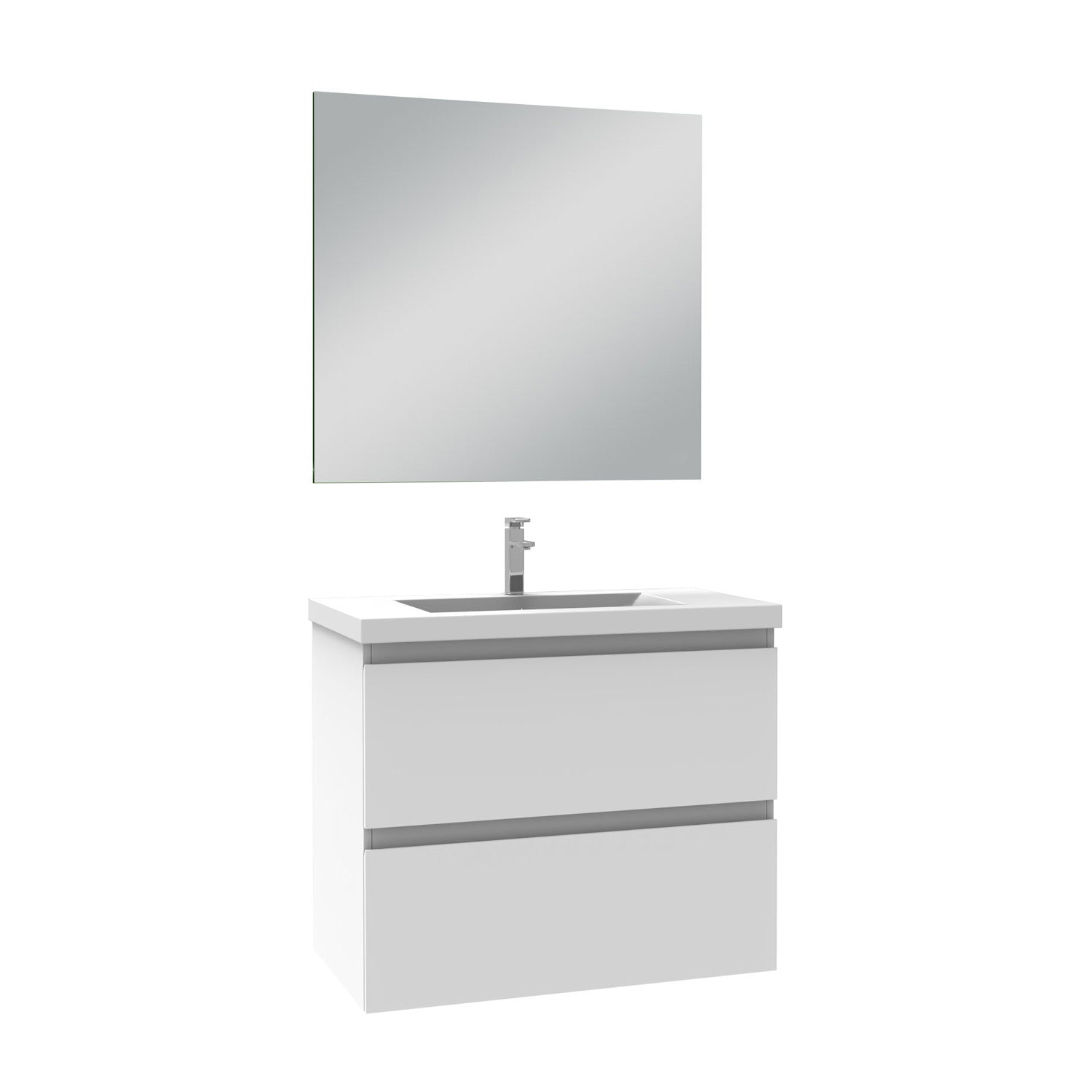 Mobile per bagno sospeso con lavabo da incasso 60 cm bianco