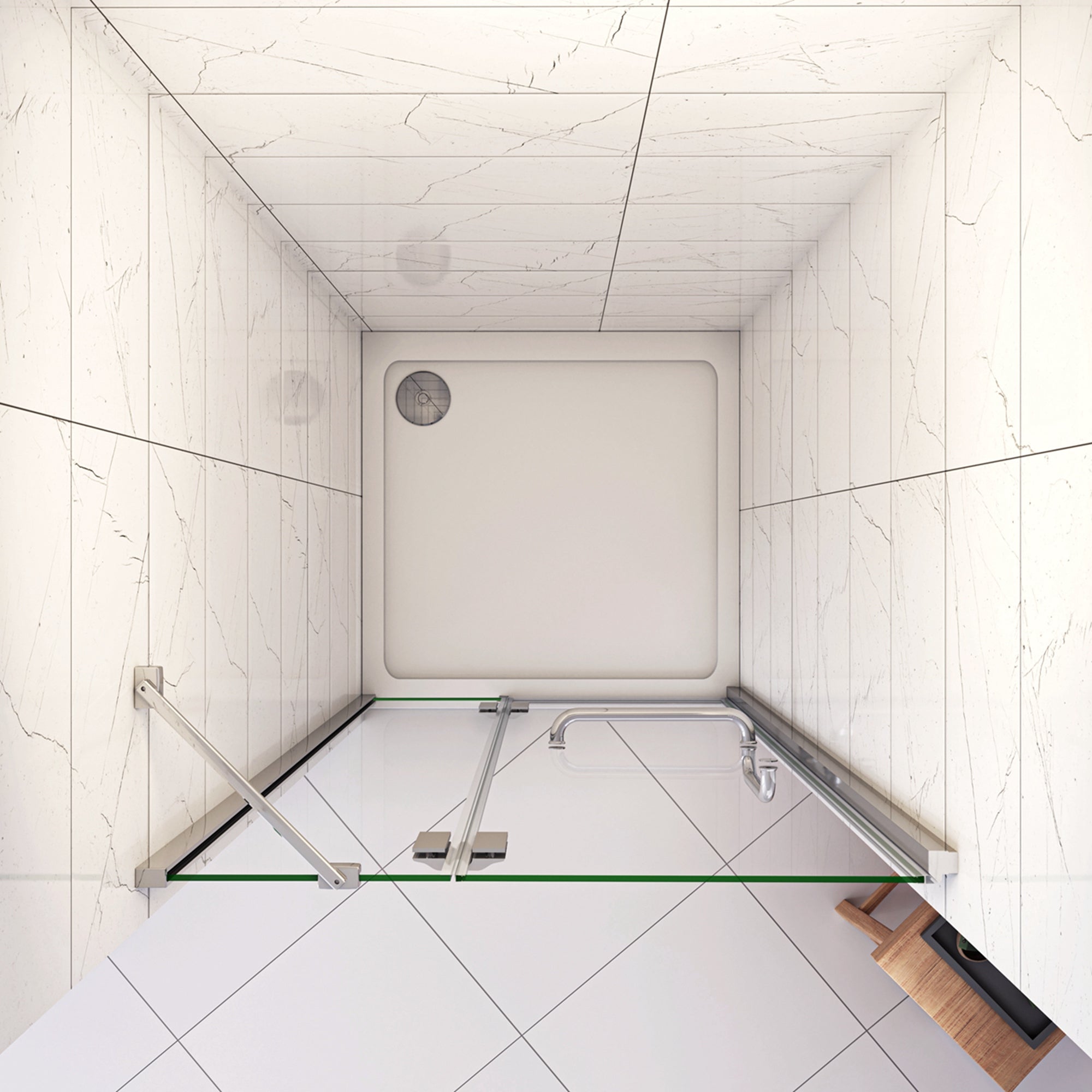 120x190 cm Porta Doccia Per Nicchia Apertura Battente in Vetro 8 mm Temperato Trasparente Anticalcare e Maniglione Porta Asciugamani Barra Stabilizzatrice