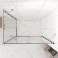 100x76x195 cm Box Doccia Ad Angolo Doppie Porte Apertura Battente in Vetro 6 mm Temperato Anticalcare Trasparente con 2 Barre Stabilizzatrici Cromo Lucido