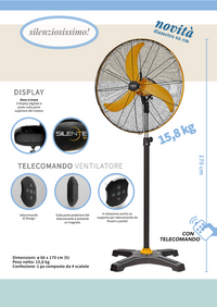 CFG SILENTE 26 EV117 VENTILATORE A PIANTANA CON MOTORE DC CORRENTE CONTINUA DIAMETRO 60CM 70 db 110 W SILENZIOSO
