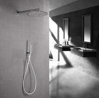 Set doccia completo di soffione tondo 25x25 cm e set doccetta Cromato KZ-1005-2 PERU