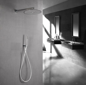 Set doccia completo di soffione tondo 25x25 cm e set doccetta Cromato KZ-1005-2 PERU