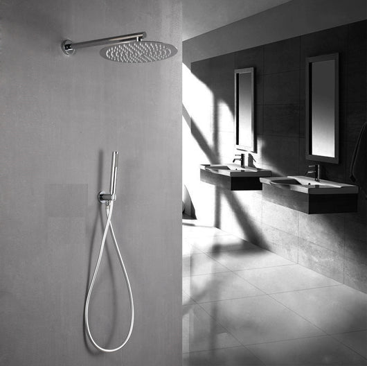 Set doccia completo di soffione tondo 25x25 cm e set doccetta Cromato KZ-1005-2 PERU