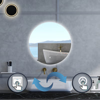 Specchio da bagno Rotondo con 90cm,Memoria, Antifog,Regorabile,Retroilluminato,doppio interruttore,