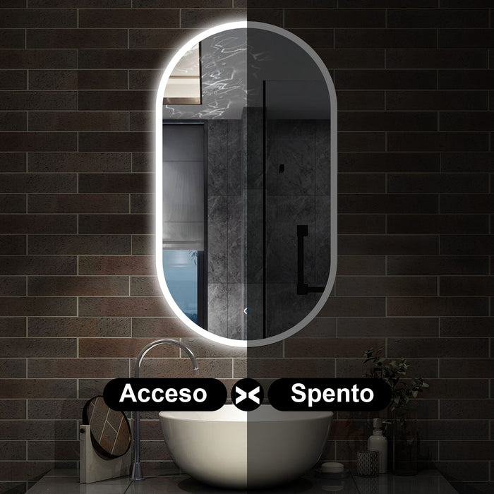 60 x 80 cm,AICA Specchio da Bagno LED con Luce,Regolabili,memoria, antiappannamento,CRI>90,autospegnimento