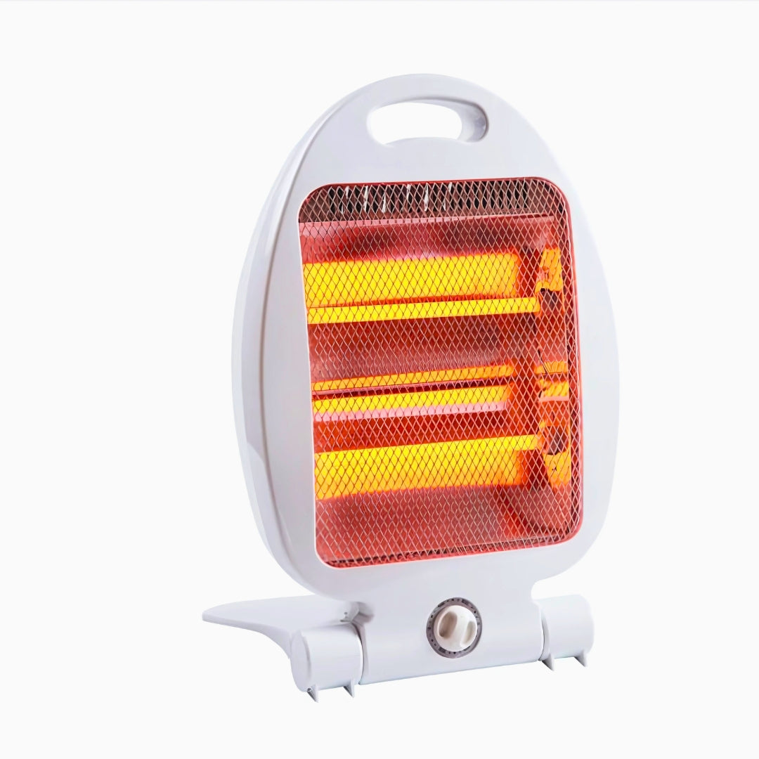 Stufa al Quarzo 800w Regolabile, Elettrica, 2 Elementi, Bianca,Manica per Trasporto Risparmio energetico garanzia 2 anni