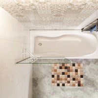 120x140 cm Sopravasca Parete Doccia Per Vasca Girevole Vetro Temperato 5 mm Trasparente Inclusi Due Ripiani Maniglia Portasciugamani Cromo Lucido