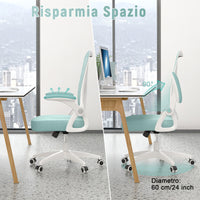 Sedia Ufficio Bracciolo Regolabile - RATTANTREE - con Supporto Lombare, Schienale Reclinabile 105°, Verde