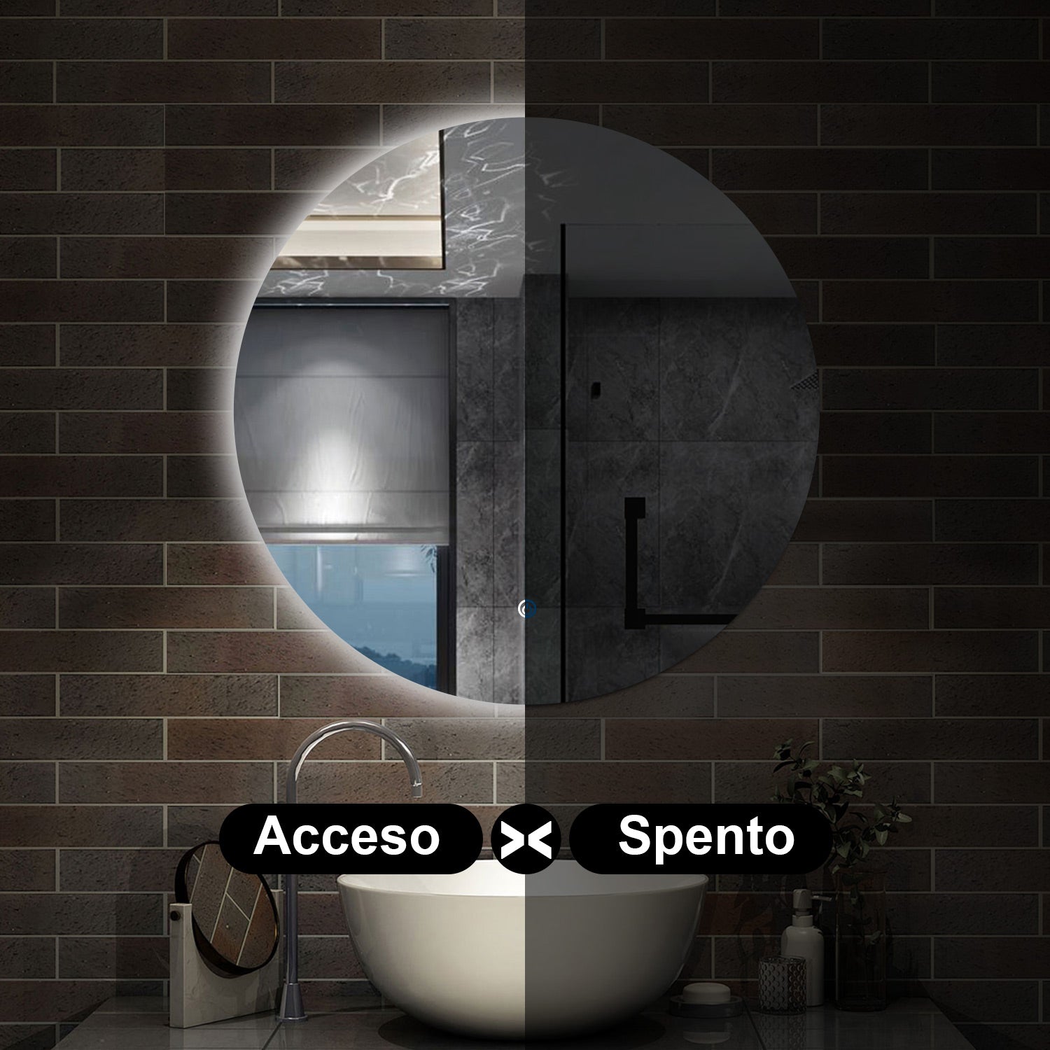 80 x 80 cm,AICA Specchio da Bagno LED con Luce, memoria, antiappannamento,CRI>90,autospegnimento,interruttore touch