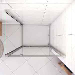 185cm Box Doccia Angolare Porta Girevole Battente con Parete Fissa 76x70cm in Vetro Temperato Trasparente 5 mm Profilo Cromo Lucido