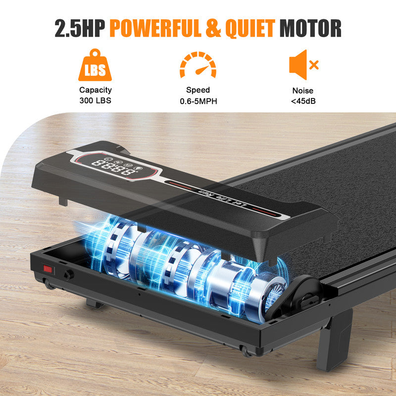 Tapis roulant con inclinazione - Tapis Roulant Salvaspazio 1-8KM/H - Walking Pad con 5 Ammortizzazione e Motore Silenzioso da 2,5 CV - Carico Massimo 120KG, Noir