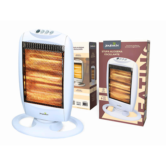 Stufa Alogena Basso Consumo Oscillante 1200W 3 Potenze 400/800/1200w Protezione Surriscaldamento e Ribaltamento