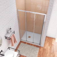 195 cm Box Doccia per Nicchia Porta Scorrevole ad Ante Sovrapposte Vetro Temperato 6 mm Trasparente Anticalcare Profili Cromati Lucidi 140 cm