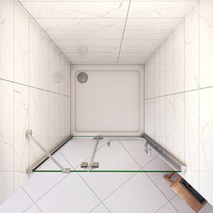 90x190 cm Porta Doccia Per Nicchia Apertura Battente in Vetro 8 mm Temperato Trasparente Anticalcare e Maniglione Porta Asciugamani Barra Stabilizzatrice