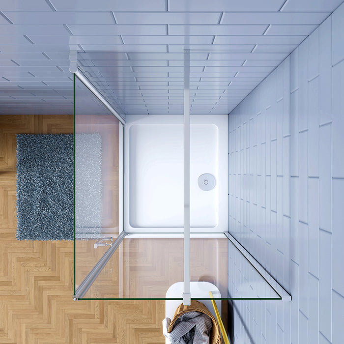 187cm Box Doccia Angolare Porta Battente e Lato Fisso 80x90cm Vetro Trasparente 6mm Anticalcare Barra 90 cm Cromo Lucido