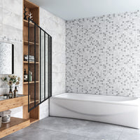 120x140 cm Sopravasca Parete Doccia per Vasca 5 Antine Pieghevoli a Libro Vetro Temperato Trasparente Da 4 mm Profilo Nero Opaco