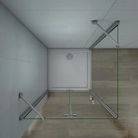 76x100x195 cm Box Doccia Angolare Porta Battente Più Parete Fissa Vetro 6 mm Temperato Anticalcare Trasparente Telaio Cromo Lucido