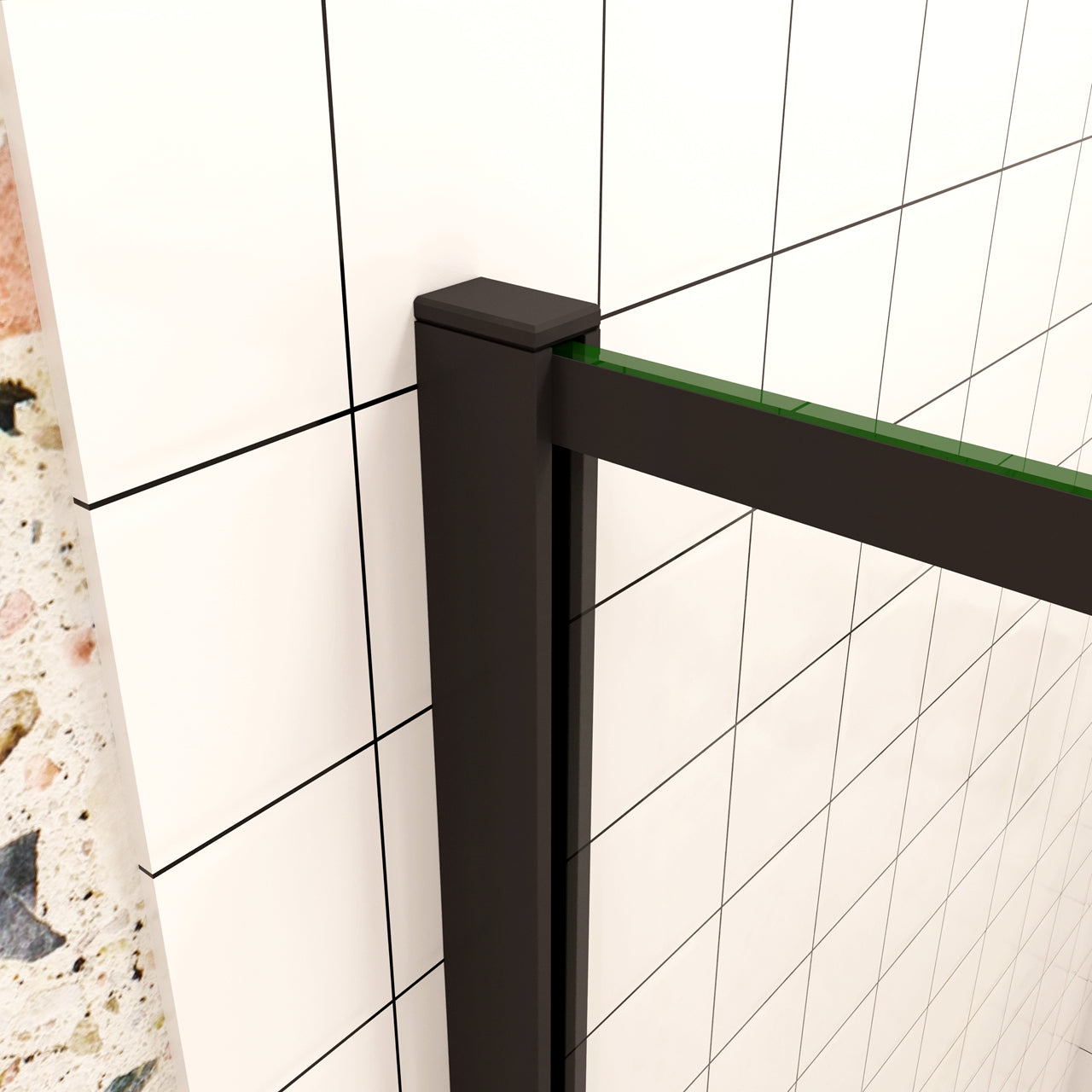 80x200cm Walk In Parete Per Doccia in Vetro Temperato 8mm Anticalcare con Bordo Nero Serigrafato Barra Stabilizzatrice da 70-120 cm