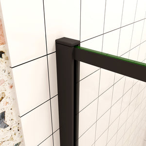 80x200cm Walk In Parete Per Doccia in Vetro Temperato 8mm Anticalcare con Bordo Nero Serigrafato Barra Stabilizzatrice da 70-120 cm