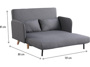 Divano Letto Pieghevole 2 Posti Grigio Convertibile 140cm Habitat et Jardin