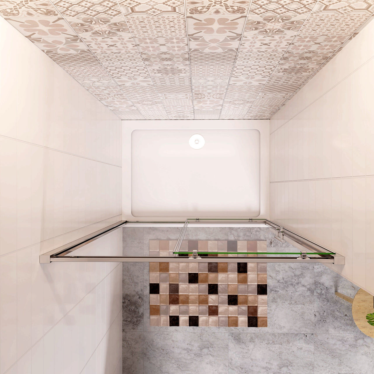 130x185 cm Porta Doccia Per Nicchia Anta Scorrevole Ingresso Laterale In Vetro 5mm Temperato Trasparente