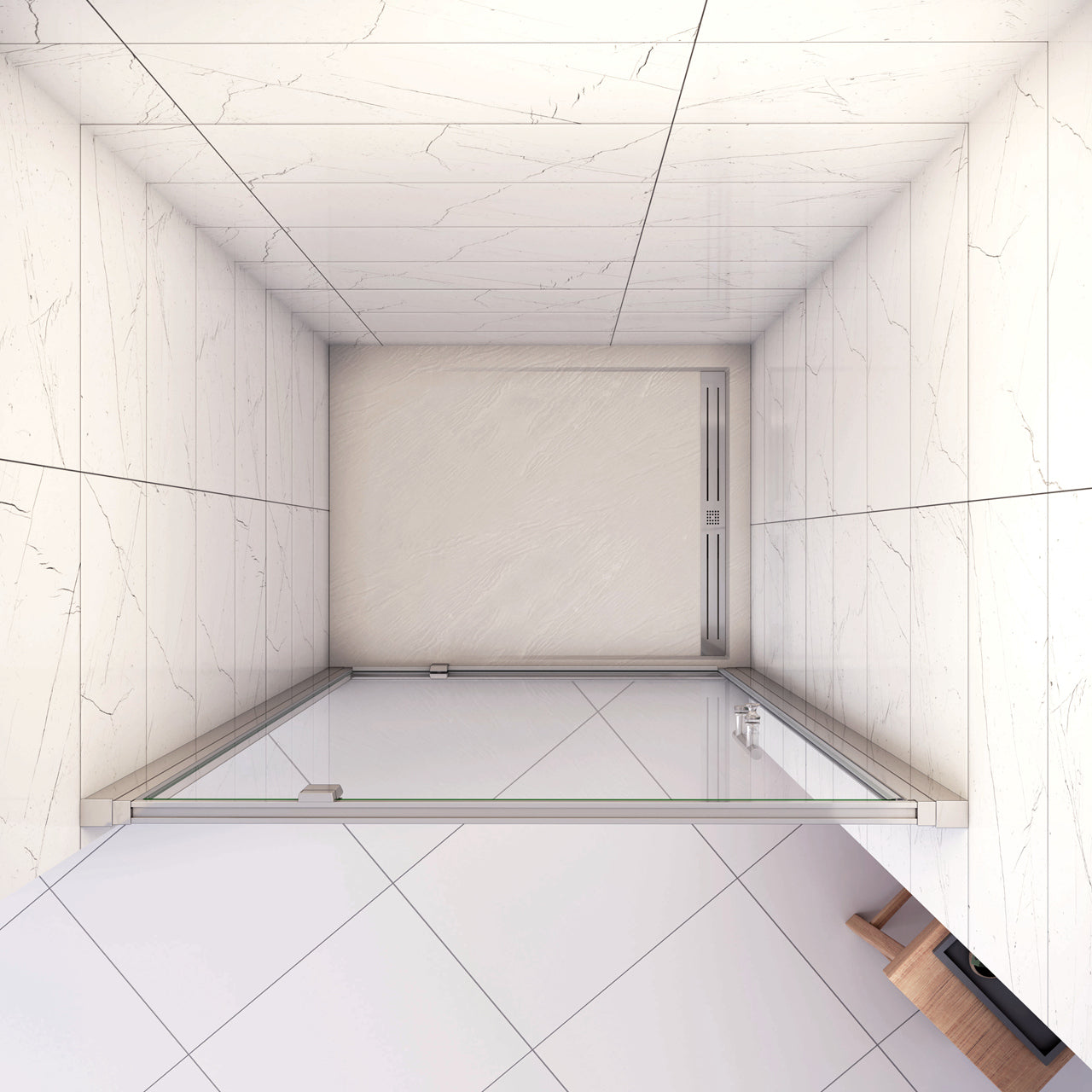 185 cm Box Doccia per Nicchia Porta Girevole Battente Vetro Temperato 5 mm Trasparente  Profili Cromati Lucidi Misura 76 cm