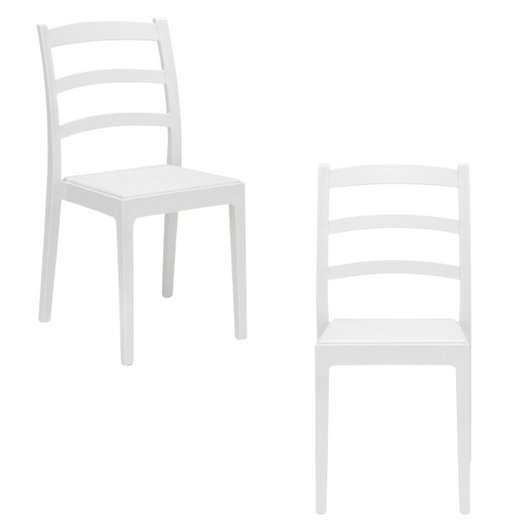 Set 2 sedie in polipropilene REA, MADE IN ITALY, impilabile, resistente ai raggi UV, design classico, ideale per sala da pranzo, cucina, sala d’attesa, bar, ristoranti o giardino, colore Bianco