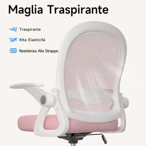 Sedia ufficio altezza alta - Mesh Drafting Chair - Altezza e Poggiapiedi Regolabili - braccioli regolabili - Capacità di Carico 120 kg - Rosa