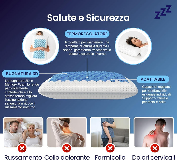 Coppia | Cuscino - AntiRussamento - Russare non è più un problema - Zeus -  72x42x12cm