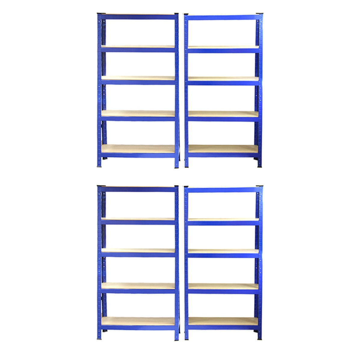 4 Scaffali in Acciaio Senza Bulloni T-Rax Blu Larghi 75cm per Magazzino e Box