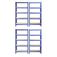 4 Scaffali in Acciaio Senza Bulloni T-Rax Blu Larghi 75cm per Magazzino e Box