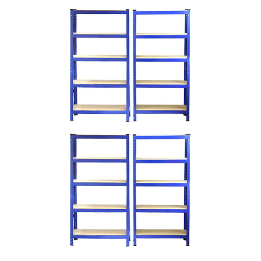 4 Scaffali in Acciaio Senza Bulloni T-Rax Blu Larghi 75cm per Magazzino e Box
