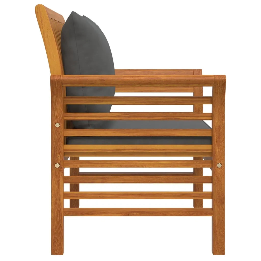 Poltrone con Cuscini Grigio Scuro 2 pz Legno Massello di Acacia 312138