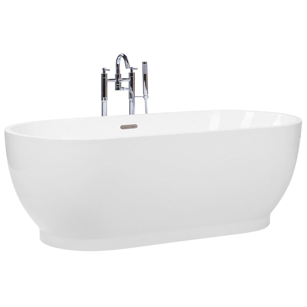 Vasca da bagno freestanding bianco lucido sanitario acrilico ovale moderno design minimalista