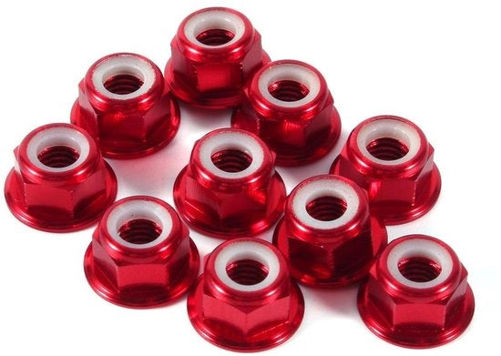 Viti a 5 facce da 10 pezzi - Viti autoallentanti - Materiale Aluminium/Nylon - Duratura - Prestazioni affidabili - Colore Rosso - Viti di sicurezza