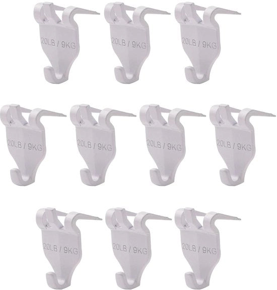 Hanger per foto 10 pezzi - Ganci per piastrelle - Senza attrezzi - Hanger per artefatti - Metallo - Bianco - Attaccapanni