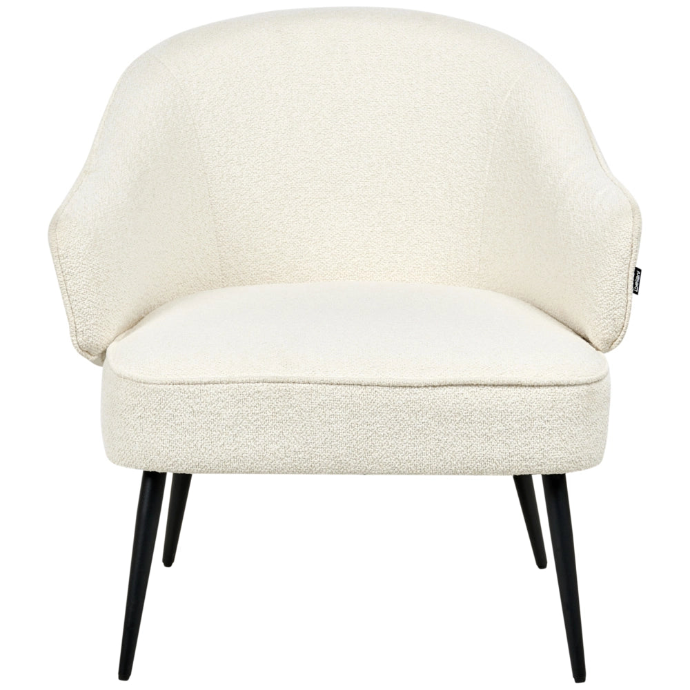 Poltrona Boucle Bianco Sporco Tessuto imbottito Morbide gambe nere Soggiorno industriale