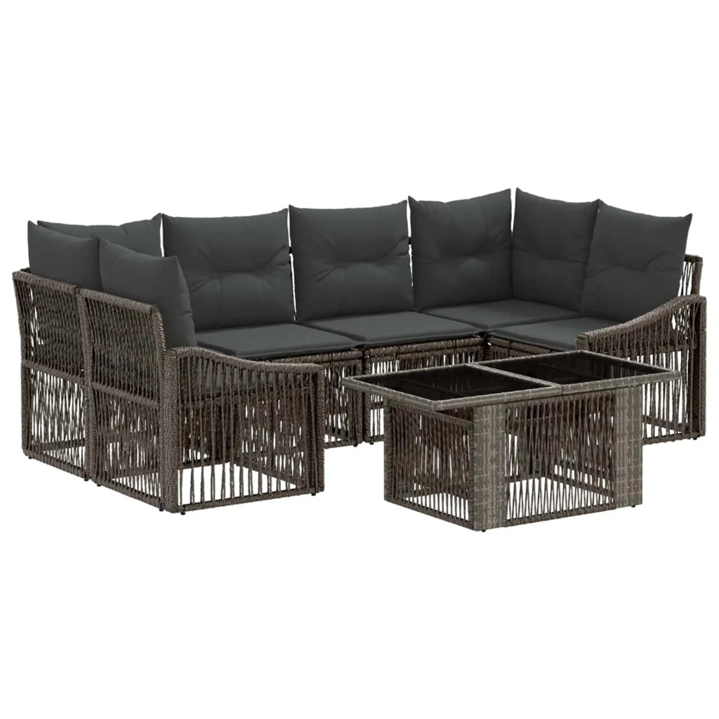 Set Divano da Giardino 7 pz Grigio e Grigio Scuro polyrattan 3437210
