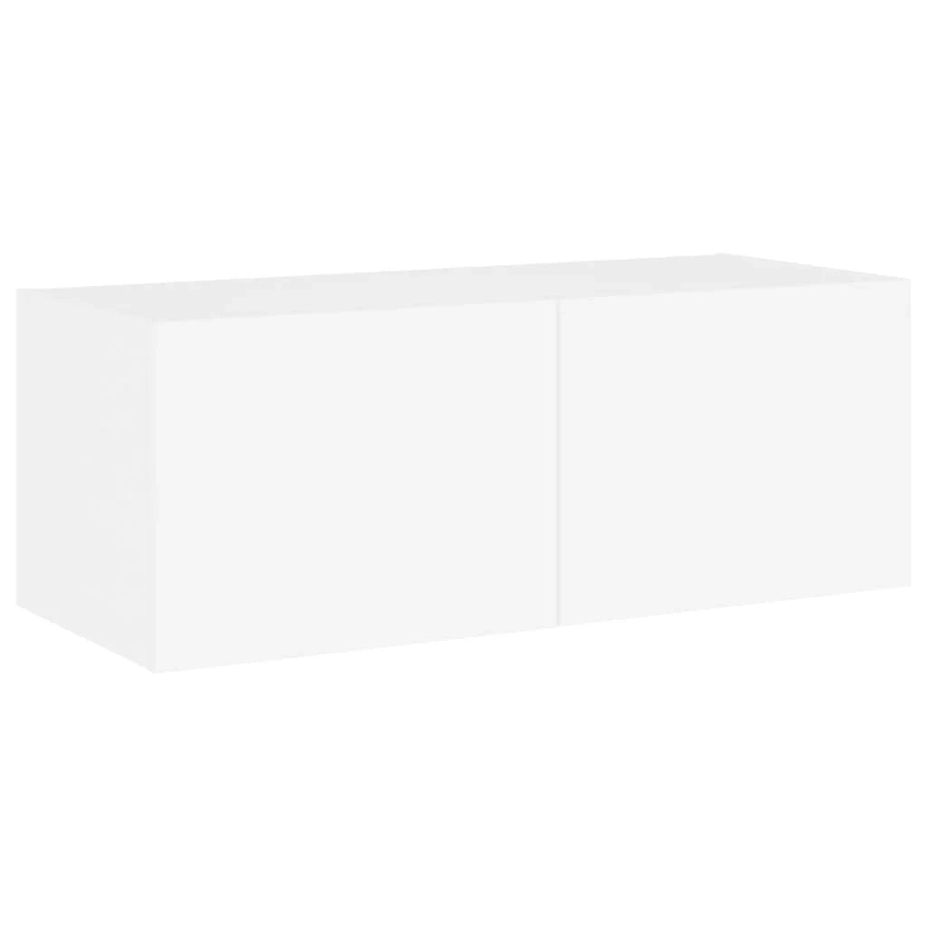 Mobile TV multimediale scaffale TV credenza mobile TV sala da pranzo soggiorno camera da letto montaggio a parete con luci LED 80 x 35 x 31 cm bianco 02_0027924