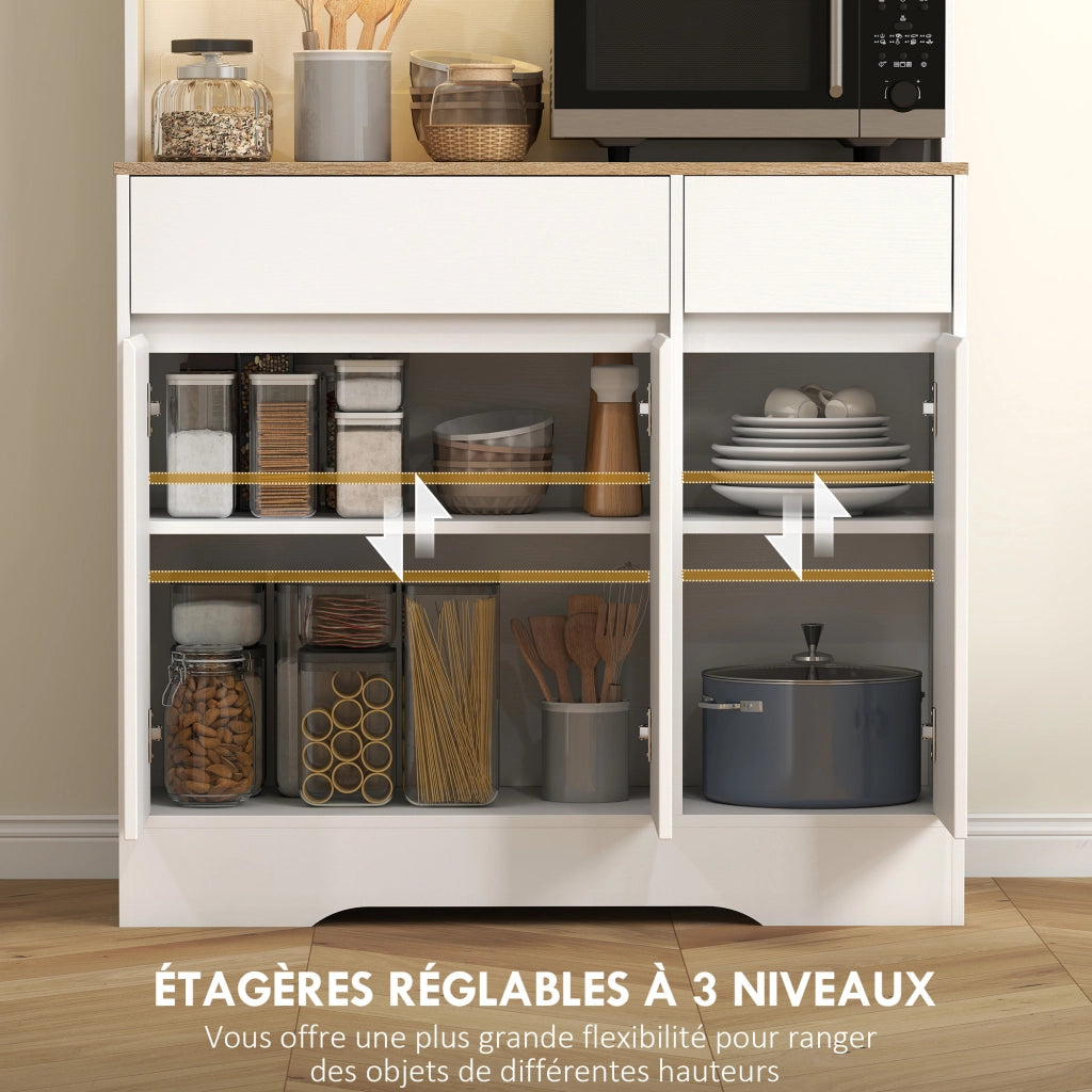 Buffet da cucina ¨C zephmum ¨C 6 ante, 2 cassetti, bianco, con luce LED