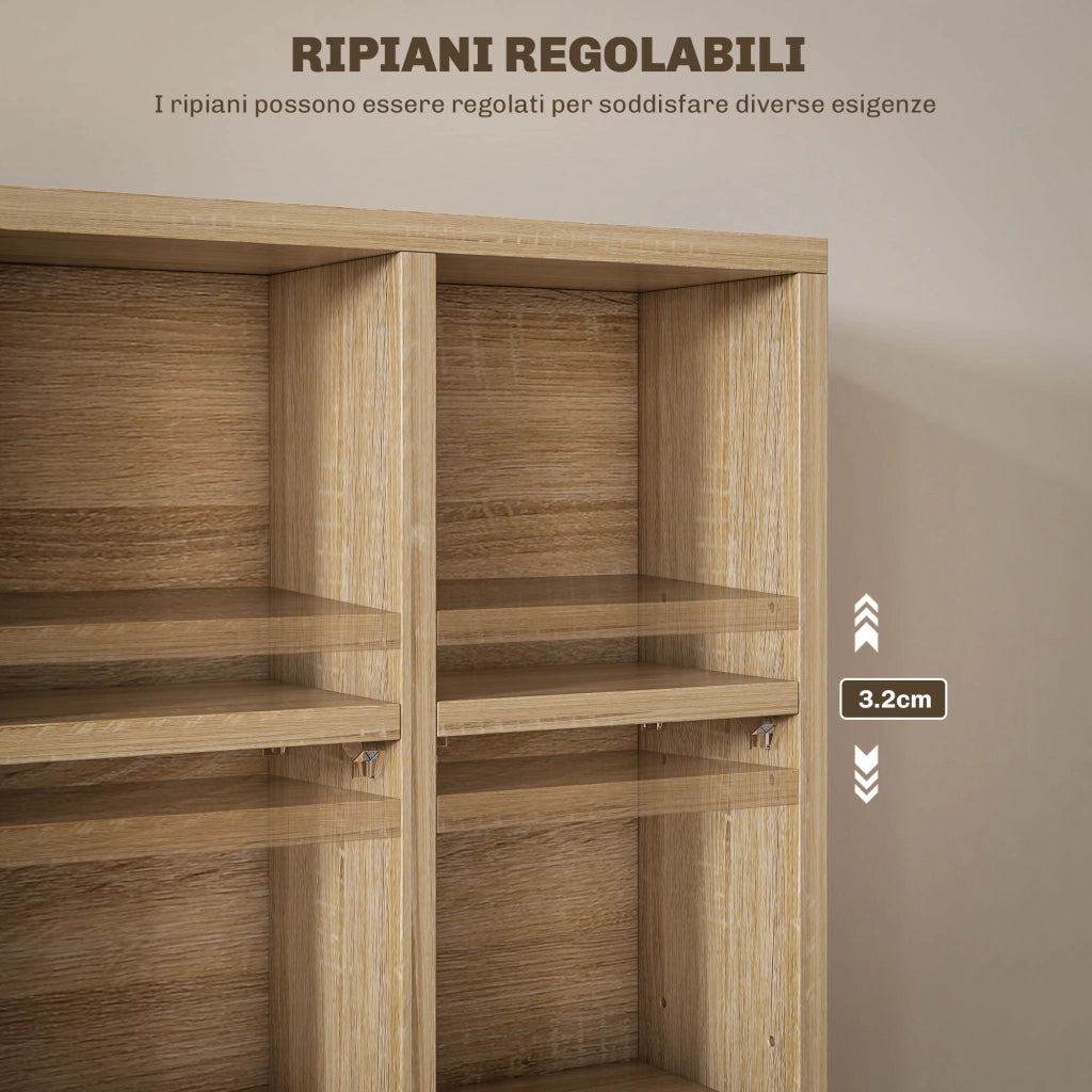 Mobile Porta CD con Ripiani Regolabili per 456 CD o 336 DVD. 24 Scomparti. 89x20x130.5 cm. Legno