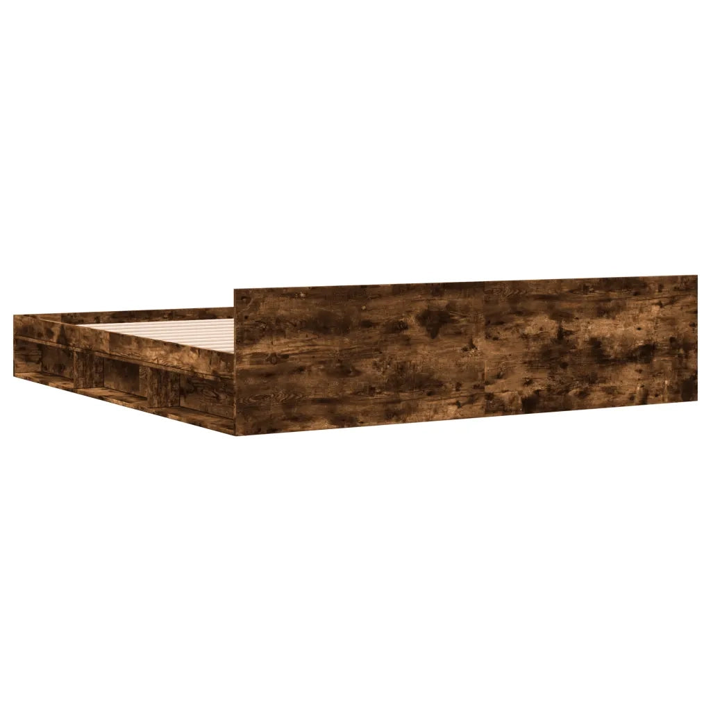 Giroletto con Cassetti Rovere Fumo 200x200 cm Legno Multistrato