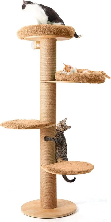 Palo per gatti con 4 livelli - Cuscino per gatti ampio - Beige