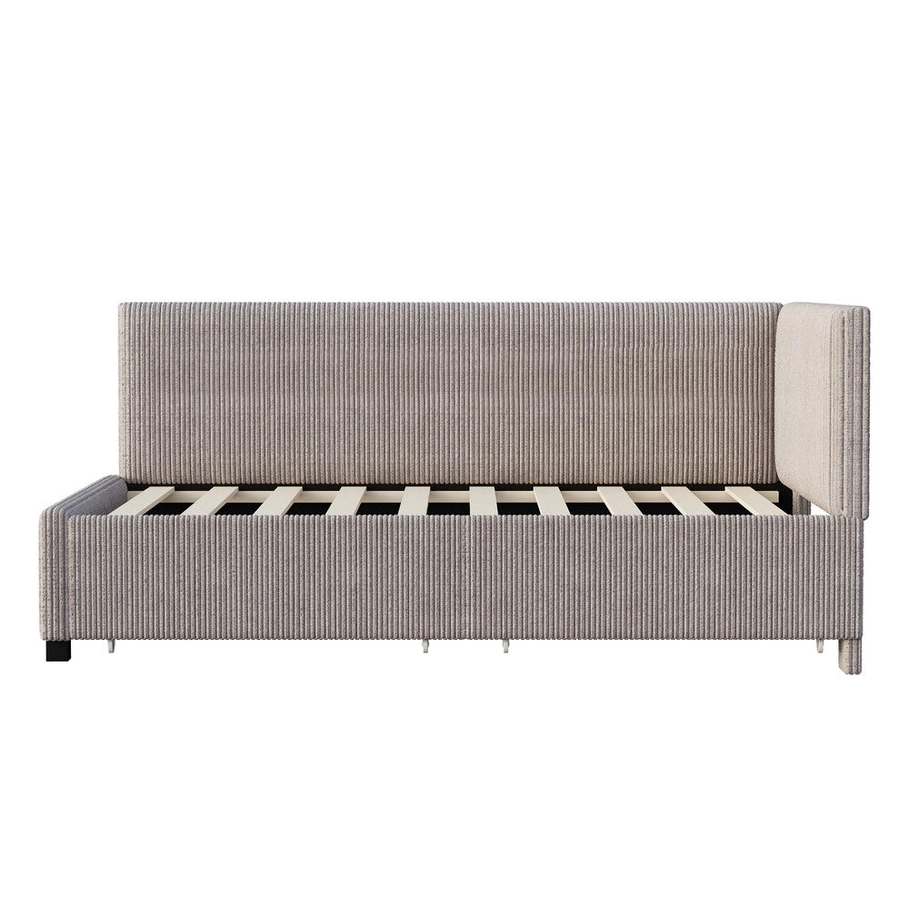 Letto imbottito con cassetti e rete a doghe ¨C Minimal ¨C Grigio velluto 90x200 cm